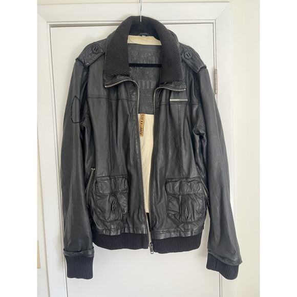 Superdry Brad Men's Leather Biker Jacket Size xxl David Beckham Japanese Style - Picture 12 of 15